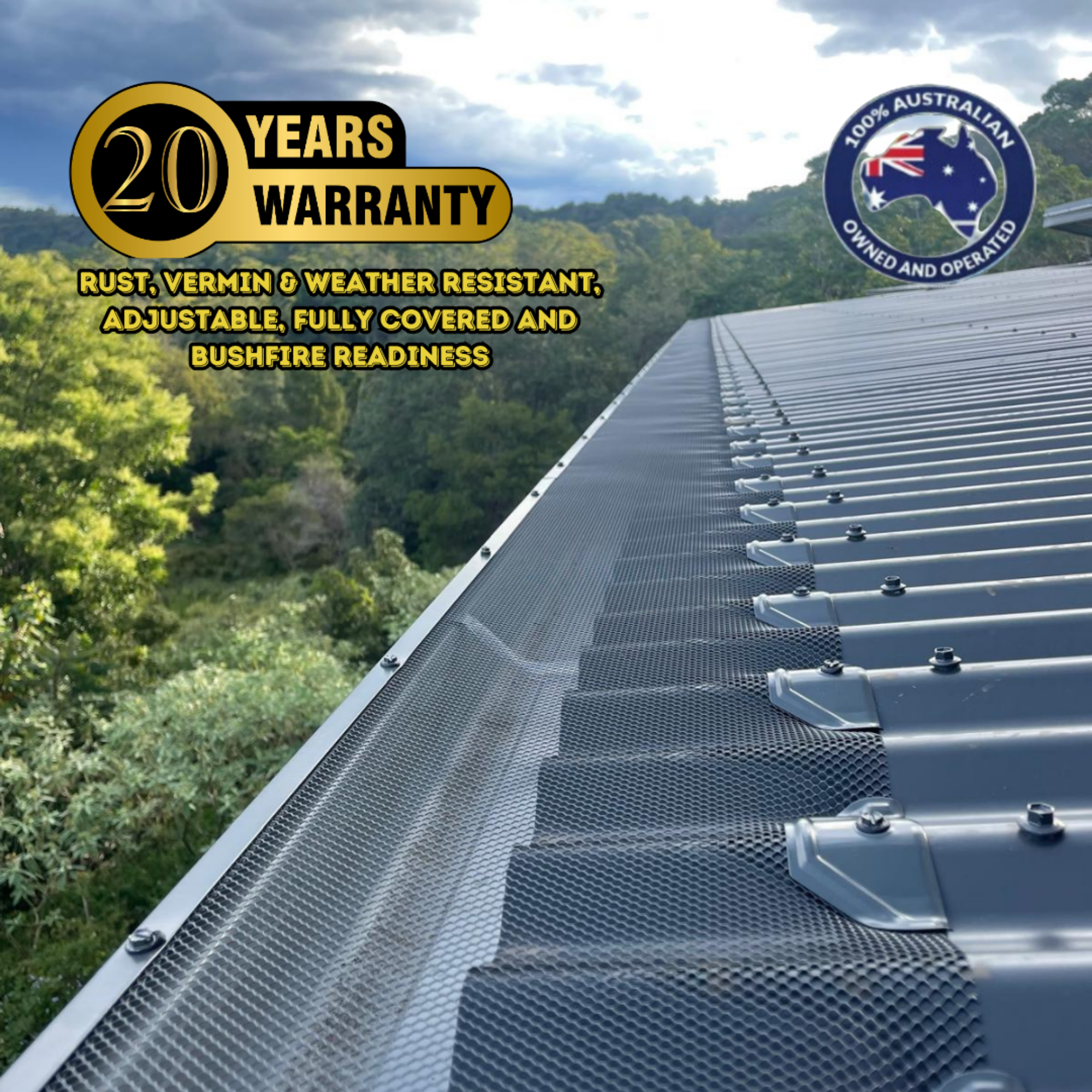 3mm X 4mm Corrugated Iron/Custom Orb - Gutter Guard Kit ($12.40 per metre)